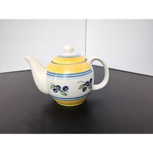 Handpainted Maxwell Williams Teapot Blue & Yellow Mediterranean Floral